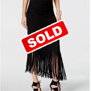 INC International Concepts Black Fringe Pencil Skirt
